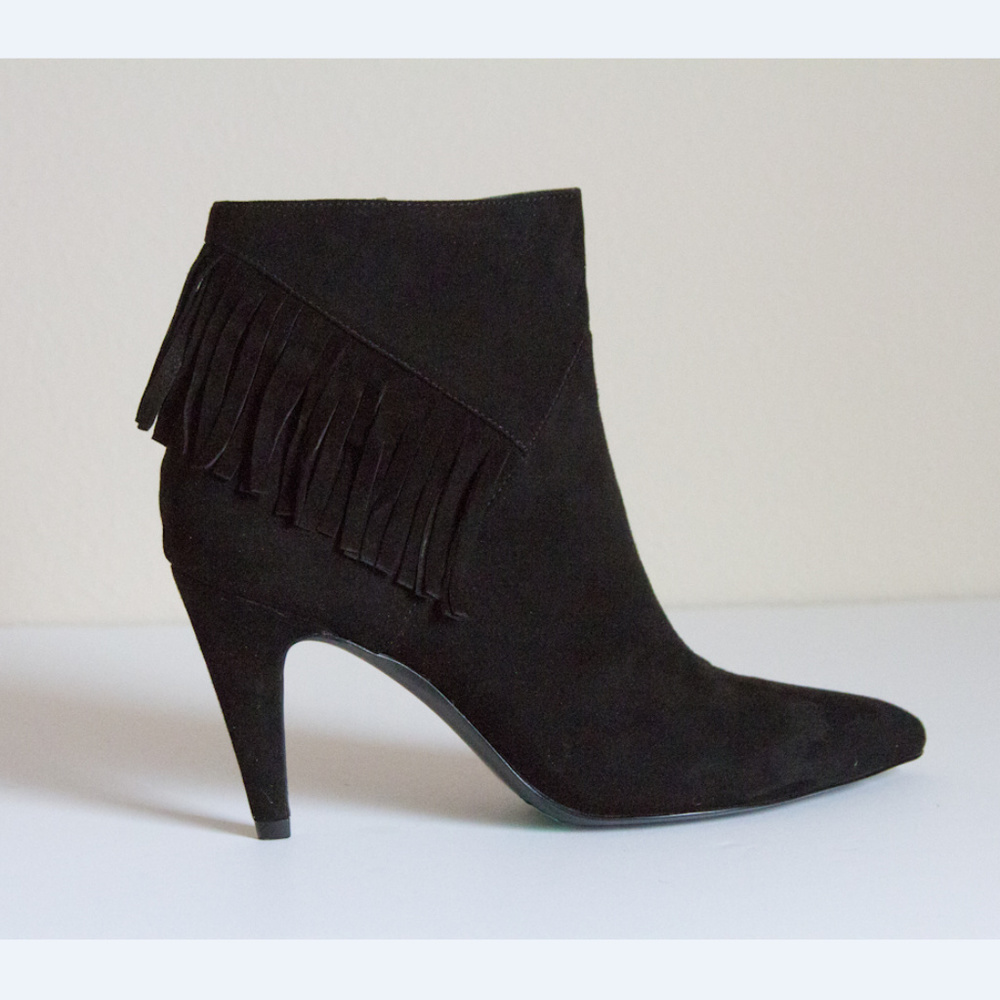 Nine West black suede Fringed Ankle Boots